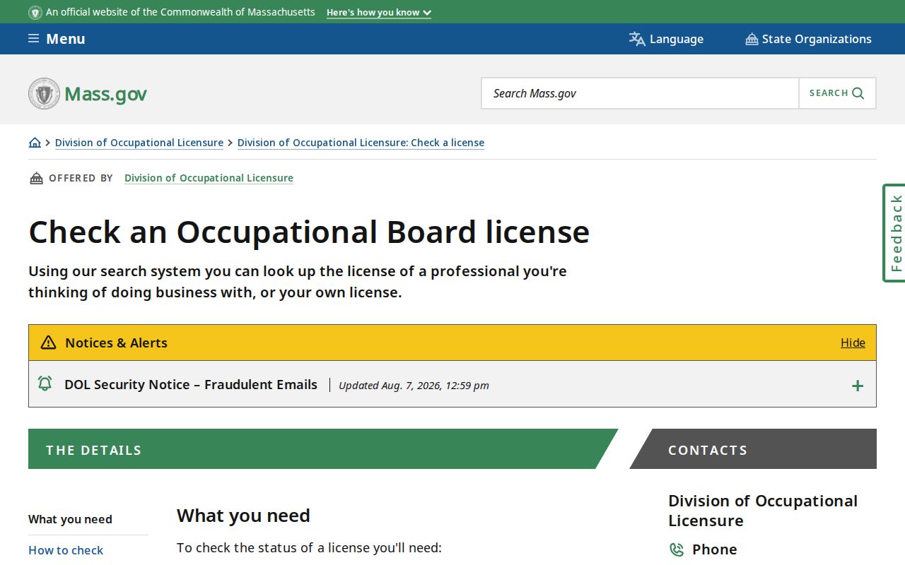 Somerville resident lookup Massachusetts professional license search options